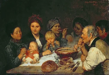 Trabajadores en una mesa, Thueringen, 1875